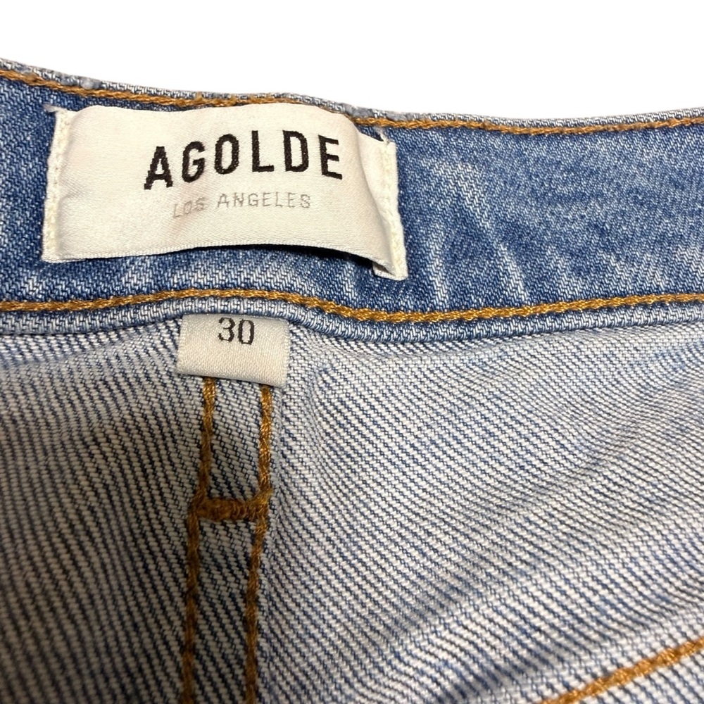 Agolde High Rise Distressed Light Blue Jeans - Picture 6 of 7